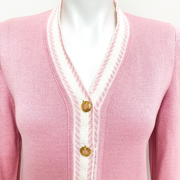 Vintage 1980s Pink Cardigan Sweater Button Sweater - Picture 2 of 8